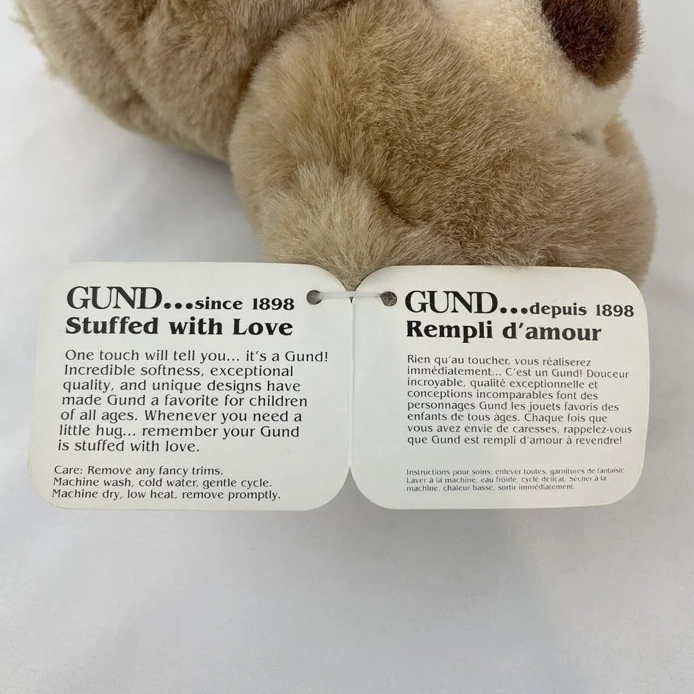 RARE Gund Checkers Teddy Bear 8”‎ Plush #2209 Plaid Bow Tan Vintage 1993 HTF